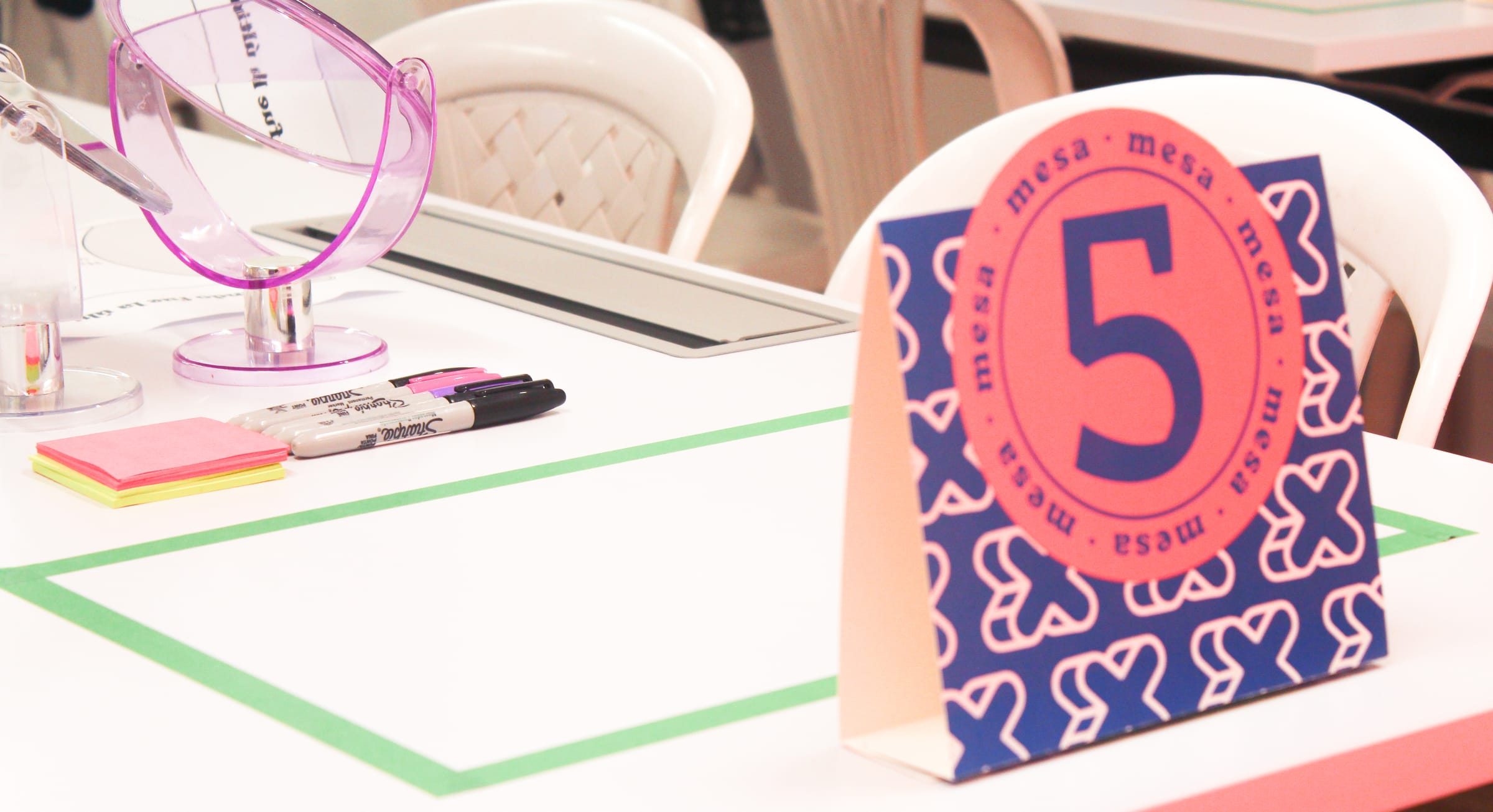 Branded table before the event